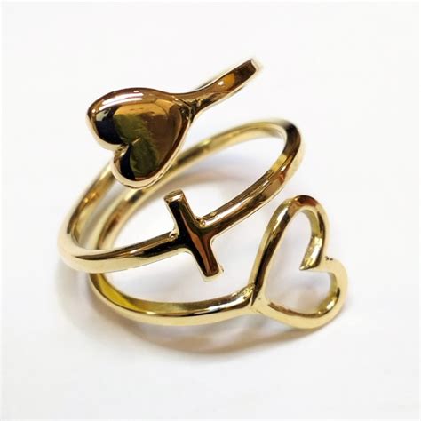 anillos de oro abiertos doble corazón gucci